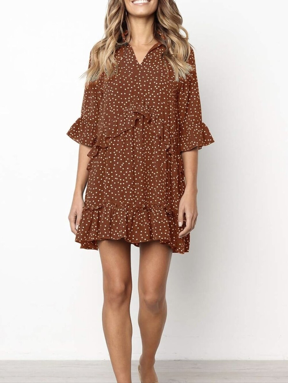 Polk-a-Dot Flowy Mini Dress